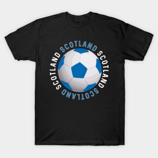 Blue and White Scotland Football Design T-Shirt